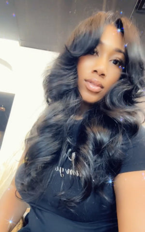 Call her “BLESSED” glueless Deep layered curtain bang closure unit